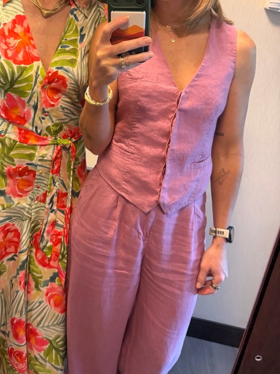 Madewell Pants - Madewell Dusty Rose Linen Vest & Pants Set
